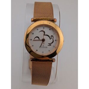 Skagen Disney Mickey Mouse Watch Women Rose Gold Mesh Band- New Battery